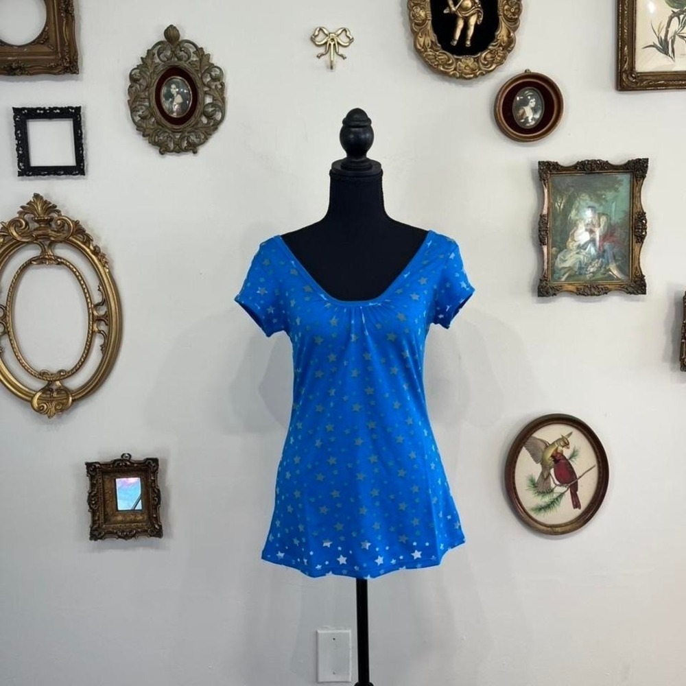 Vintage Y2K Victoria's Secret Blue Star Print Short Sleeve Tee – Size M